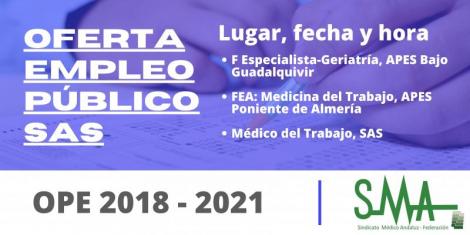 Lugar, fecha y hora de realización de los ejercicios en que consiste la fase de oposición para las categorías Facultativo/a Especialista-Geriatría y Médico del Trabajo