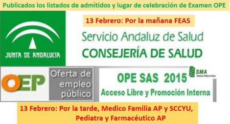 Publicados en BOJA los listados de admitidos, fecha y lugar de celebración de los exámenes de la OPE para facultativos.