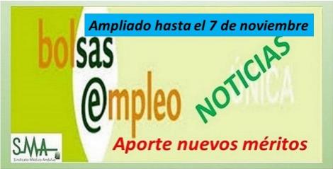 Ampliado hasta el próximo 7 de noviembre por problemas técnicos el plazo para el registro de nuevos méritos en Bolsa Única del SAS.