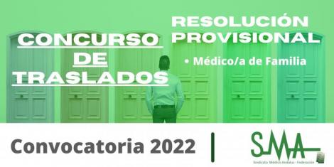 TRASLADOS 2022: Resolución Provisional del concurso de traslado para la provisión de plazas básicas vacantes de  Médico/a de Familia
