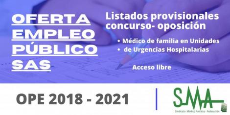 OPE 2018 - 2021: Listas provisionales de personas aspirantes que han superado el concurso-oposición de Médico/a de Familia en Unidades de Urgencia Hospitalaria