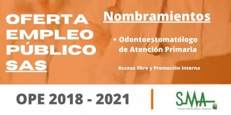 OPE 2018 - 202: Nombramientos como personal estatutario fijo de Odontoestomatólogos de Atención Primaria