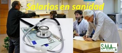El salario mensual en Sanidad sólo crece 30 euros en cinco años.