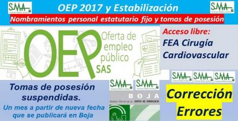 Corregido error detectado en los nombramientos OEP de FEA Cirugía Cardiovascular, acceso libre.