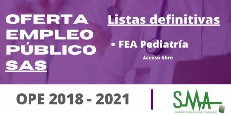 OPE 2018 - 2021: Listas definitivas de personas aspirantes que han superado el concurso-oposición de FEA Pediatría