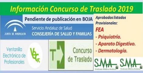 Aprobado el listado provisional del Concurso de Traslados 2019 (pendiente de publicación en Boja) de FEA Psiquiatría, Ap. Digestivo y Dermatología.