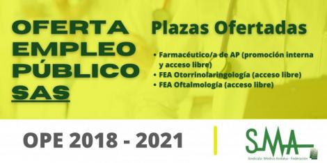 OPE 2018-2021: Aprobada la relación de plazas que se ofertan en el concurso-oposición de  Farmacéutico/a de AP (pi y al), FEA Otorrinolaringología y FEA Oftalmología (al)