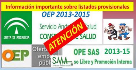Información importante sobre los listados provisionales de aspirantes que han obtenido plaza en la OEP 2013-2015.