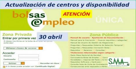 Bolsa Única: 30 de abril, próxima actualización de centros de destino y disponibilidades.