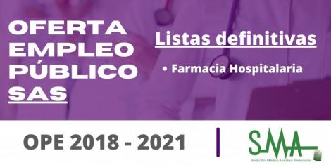 OPE 2018 - 2021: Listas definitivas de personas aspirantes que han superado el concurso-oposición de FEA Farmacia Hospitalaria