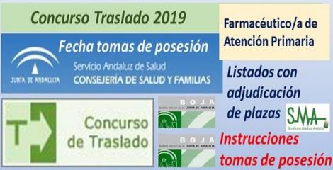Concurso de Traslados 2019. Publicado en el Boja la resolución definitiva con el listado de Farmacéutico/a de Atención Primaria y la fecha de toma de posesión.