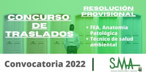 Resolución provisional del concurso de traslado para la provisión de plazas básicas vacantes de FEA, Anatomía Patológica y TS Sanidad Ambiental