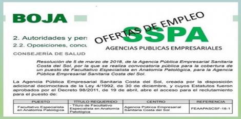 Convocado el acceso al proceso de selección para cubrir un puesto temporal de FE en Anatomía Patológica para la APS Costa del Sol.
