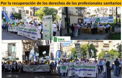 Concentraciones de los Sindicatos Médicos Andaluces para exigir la recuperación de los derechos.