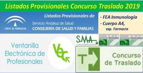 Publicadas en el BOJA resoluciones del Concurso de Traslado 2019 con listados provisionales de FEA Inmunología y Cuerpo A4, especialidad Farmacia.