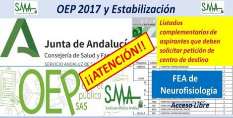 Para nuevos nombramientos de la OEP 2017-Estabilización de las plazas no cubiertas de FEA Neurofisiología Clínica.