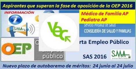 Ampliación del plazo de presentación del Autobaremo de méritos para las personas que han superado la fase oposición de determinadas categorías (OEP 2016).