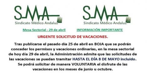URGENTE: SOLICITUD DE VACACIONES. 