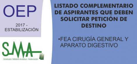 Para nuevos nombramientos de la OEP 2017 - Estabilización de las plazas no cubiertas de FEA, especialidad Cirugía General y Aparato Digestivo