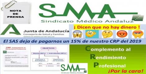 La Junta de Andalucía no pagará el total del Complemento al Rendimiento Profesional (CRP) a los facultativos. Recorte inédito de masa salarial consolidada.