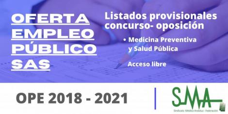 OPE 2018 - 2021: Listas provisionales de personas aspirantes que han superado el concurso-oposición de FEA Medicina Preventiva y Salud Pública