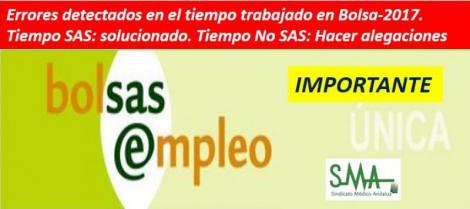 BOLSA: Errores en el tiempo trabajado. Tiempo SAS: corregido. Tiempo No SAS: hay que hacer alegaciones.