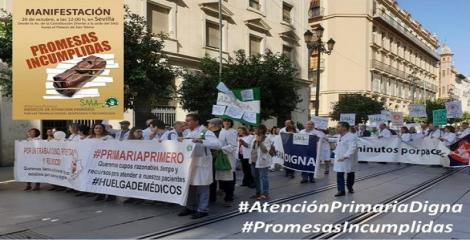 El Sindicato Médico Andaluz y Basta Ya Andalucía reivindican una Atención Primaria digna en Sevilla.