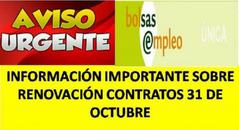 INFORMACIÓN IMPORTANTE SOBRE RENOVACIÓN CONTRATOS 31 DE OCTUBRE