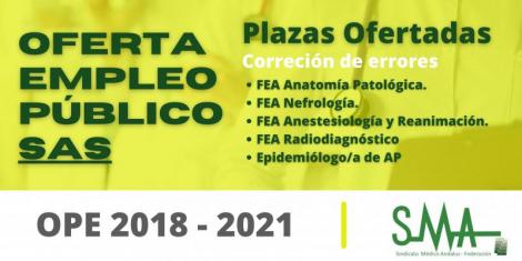 Publicadas en BOJA las correcciones de errores de FEA Anatomía Patológica, Nefrología, Anestesiología y Reanimación,  Radiodiagnóstico, Epidemiólogo/a de AP