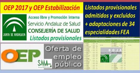 Publicados los listados provisionales de admitidos y excluidos en la OEP 2017 y estabilización de 34 especialidades de FEA (libre y promoción interna).