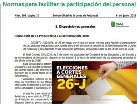 Normas para facilitar la participación del personal de la Junta de Andalucía en las próximas elecciones.