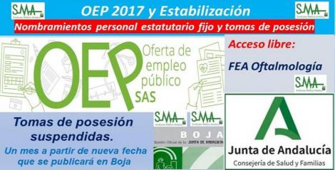 OEP 2017-Estabilizacion. Nombramientos de personal estatutario fijo y toma de posesión, de FEA de Oftalmología, acceso libre.