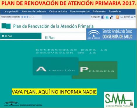 Plan de Renovación de Atención Primaria 2017: el SAS informa antes a la prensa que a los profesionales.