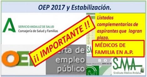 Hoy se publica el listado de nuevos nombramientos de OPE para Médicos de Familia de A.P.