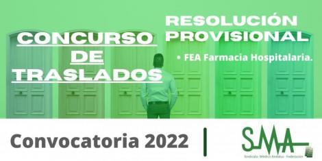 TRASLADOS 2022: Resolución Provisional del concurso de traslado para la provisión de plazas básicas vacantes de FEA Farmacia Hospitalaria