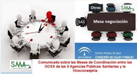 Comunicado sobre las Mesas de Coordinación entre las Organizaciones Sindicales de las 5 Agencias Públicas Sanitarias y la Viceconsejería de Salud y Familias.