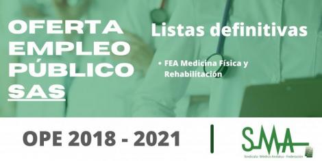 Listas definitivas de personas aspirantes que han superado el concurso-oposición de FEA Medicina Física y Rehabilitación