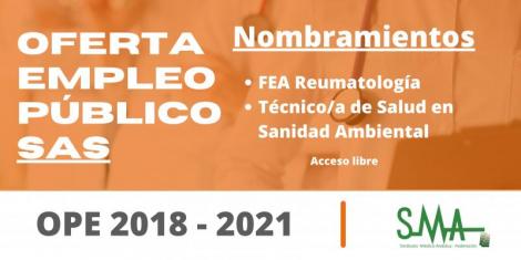 OPE 2018 - 2021: Nombradas personal estatutario fijo a las personas aspirantes que han  superado el concurso-oposición en la categoría de FEA Reumatología y  Técnico/a de Salud en Sanidad Ambiental