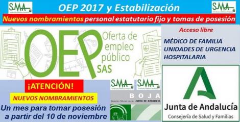 Nuevos nombramientos de la OEP 2017-Estabilización de las plazas no cubiertas, Médico de Familia en Unidades de Urgencia Hospitalaria
