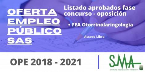 Listas provisionales de aspirantes que han superado el concurso-oposición por el sistema de acceso libre de FEA Otorrinolaringología