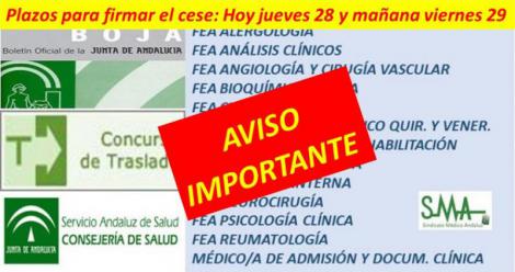 Aclaración importante sobre plazos de cese en el Concurso de Traslado del SAS.