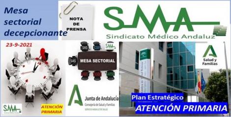 Mesa sectorial: Nueva decepción para la Atención Primaria.