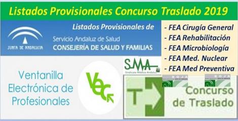 Publicadas en el BOJA resoluciones del Concurso de Traslado 2019 con listados provisionales de FEA Cirugía General, Rehabilitación, Microbiología, Medicina Preventiva y Medicina Nuclear.