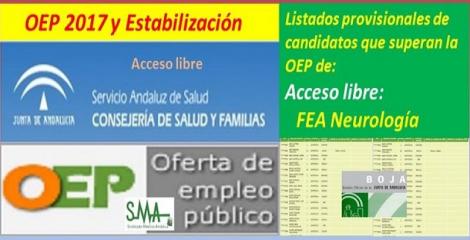 OEP 2017-Estabilización. Listado provisional de personas que superan el concurso-oposición de FEA Neurología, acceso libre 