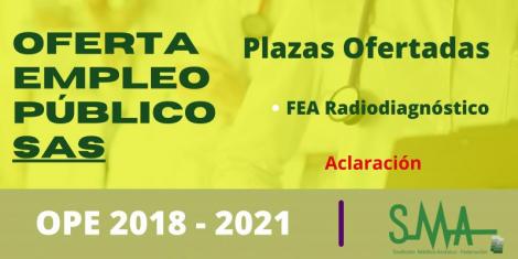 OEP 2018-2021: Relación de plazas ofertadas para solicitar destino en el concurso-oposición de FEA de Radiodiagnóstico