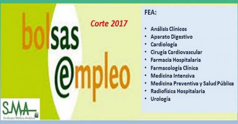 Bolsa. Publicación del listado definitivo de candidatos (corte 2017) de distintas especialidades de FEA.