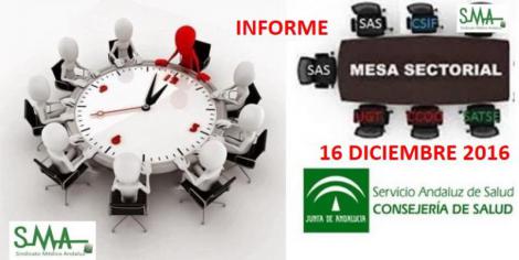 Ampliación del informe de Mesa Sectorial del viernes 16 de diciembre 2016.