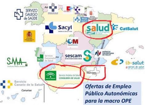 Anuncio de oposiciones sanitarias: Andalucía, Murcia y Aragón