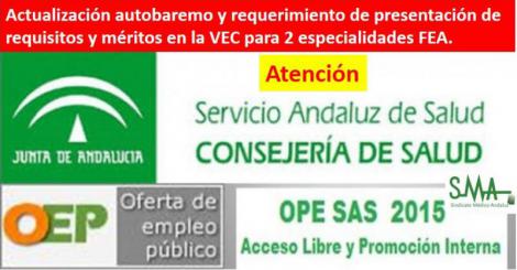 OPE 2013-15: Nuevo requerimiento de documentación acreditativa de requisitos y méritos en algunas especialidades.