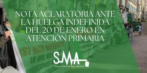 Nota aclaratoria ante la huelga indefinida del 20 de enero en Atención Primaria